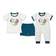 Load image into Gallery viewer, Baby Boys Khaki Stripes Duck Hunting Rompers Brother Clothing Sets