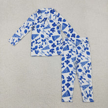 Load image into Gallery viewer, Baby Girls Blue Bows Footballs Go Teams Pullovers Leggings Yoga Active Clothes Set