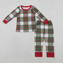 Load image into Gallery viewer, Baby Boys Green Red Checked Top Pants Christmas Pajamas Sets