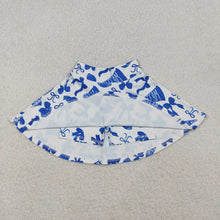 Load image into Gallery viewer, Baby Girls Blue Bows Footballs Go Team Yoga Active Skirt Shorts Bottom