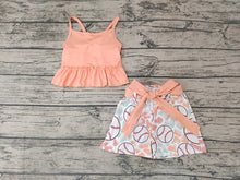 Load image into Gallery viewer, Baby Girls Baseball Stripe Top Belt Shorts Clothes Sets