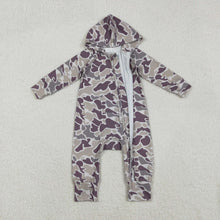 Load image into Gallery viewer, Baby Boys Grey Camo Hoodie Hunting Two Way Converbitle Rompers