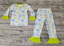 Load image into Gallery viewer, baby girls blue monster pajamas legging sets