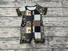 Load image into Gallery viewer, Baby Boys Hunting Deer Duck Short Sleeve Zip Rompers