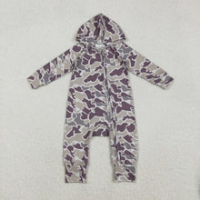 Load image into Gallery viewer, Baby Boys Grey Camo Hoodie Hunting Two Way Converbitle Rompers