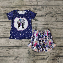 Load image into Gallery viewer, Baby Girls Black Movie Summer Ruffle Shorts Clothes