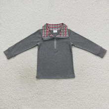Load image into Gallery viewer, Baby Boys Plaid Long Sleeve Sibling Brother Pullover Tee Shirt Tops