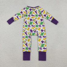 Load image into Gallery viewer, Baby Boys Camo Crayfishes Mardigras Zipper Footie Rompers