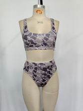Load image into Gallery viewer, Adult Women Grey Camo Top Bottom Swimsuits Sets