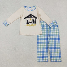 Load image into Gallery viewer, Baby Boys Jesus Nativity Top Checked Pants Christmas Clothes Sets