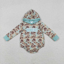 Load image into Gallery viewer, Sibling Baby Boys Embroidery Mama's Boy Green Camo Pockets Pants Clothes Sets Hoodie Romper