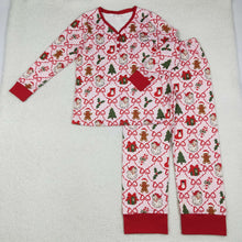 Load image into Gallery viewer, Adult Women Red Bows Santa Checked Pant Christmas Pajamas Sets