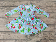 Load image into Gallery viewer, Baby Girls Christmas Cartoon Green Knee Length Dresses