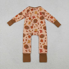 Load image into Gallery viewer, Baby Boys Bows Turkey Pumpkins Thanksgiving Two Way Zip Convertible Rompers