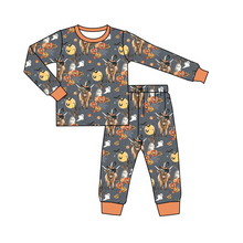Load image into Gallery viewer, Baby boys fall cow pumpkin pajamas pants sets