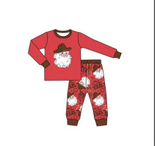 Load image into Gallery viewer, Baby kids Christmas western santa pajamas pants sets