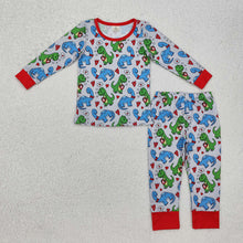 Load image into Gallery viewer, Baby Boys Valentines Dinosaurs Heart Shirt Pants Pajamas Clothes Sets