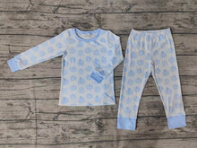 Load image into Gallery viewer, Baby Boys Blue Pumpkin Top Pants Bamboo Pajamas Clothes Sets