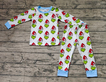 Load image into Gallery viewer, Baby Boys Green Face Long Sleeve Top Pants Bamboo Pajamas Clothes Sets