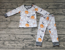 Load image into Gallery viewer, Baby Boys Grey Ghost Pumpkin Shirt Pants Pajamas Clothes Sets