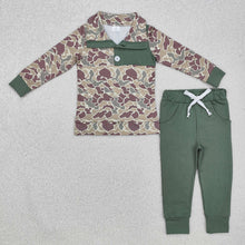 Load image into Gallery viewer, Baby Boys Fall Green Camo Pullovers Tops Shirt Pants Clothes Sets
