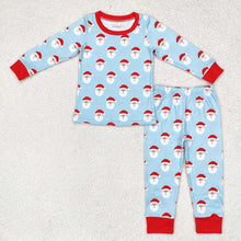 Load image into Gallery viewer, Baby Boys Christmas Blue Red Santa Shirt Top Pants Pajamas Clothes Sets