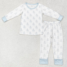 Load image into Gallery viewer, Baby Boys Blue Halloween Ghost Top Pants Bamboo Pajamas Clothes Sets