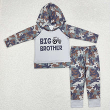 Load image into Gallery viewer, Baby Boys Big Brother Camo Hooded Top Pants Outfits Sets