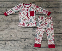 Load image into Gallery viewer, Baby Boys Christmas Western Santa Cactus Bamboo Pajamas Clothes Sets