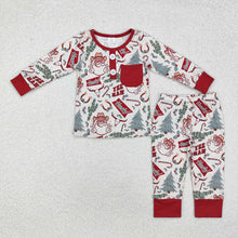 Load image into Gallery viewer, Baby Boys Christmas Western Santa Cactus Bamboo Pajamas Clothes Sets