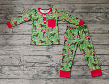 Load image into Gallery viewer, Baby Boys Christmas Dogs Green Tee Bamboo Pajamas Clothes Sets