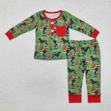 Load image into Gallery viewer, Baby Boys Christmas Dogs Green Tee Bamboo Pajamas Clothes Sets