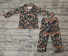 Load image into Gallery viewer, Baby Boys Camo Fall Brown Buttons Top Pants Pajamas Clothes Sets