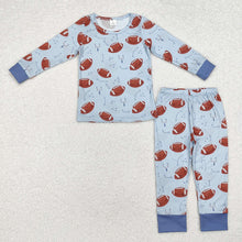 Load image into Gallery viewer, Baby Boys Blue Football Bamboo Pajamas Clothes Sets