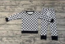 Load image into Gallery viewer, Baby Boys Black Checkered Top Pants Pajamas Outfits Sets
