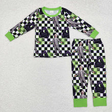 Load image into Gallery viewer, Baby Boys Halloween Green Spider Top Pants Pajamas Outfits Sets