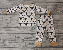 Load image into Gallery viewer, Baby Boys Western Cow Black Bamboo Pajamas Clothes Sets