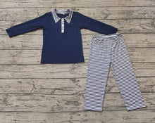 Load image into Gallery viewer, Baby Boys Navy Top Stripes Pants Outfits Sets