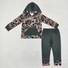 Load image into Gallery viewer, Baby Boys Dark Brown Camo Hooded Top Pants Clothes Sets