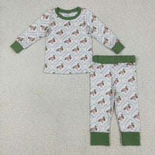 Load image into Gallery viewer, Baby Boys Long Sleeves Green Ducks Plaid Top Pant Pajamas Sets