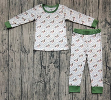 Load image into Gallery viewer, Baby Boys Long Sleeves Green Ducks Plaid Top Pant Pajamas Sets