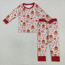 Load image into Gallery viewer, Baby Boys Red Gingerbread Candy Cane Top Pant Christmas Pajamas Set