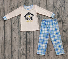 Load image into Gallery viewer, Baby Boys Jesus Nativity Top Checked Pants Christmas Clothes Sets