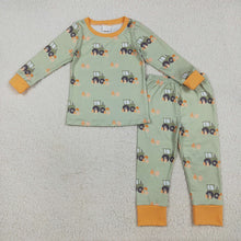 Load image into Gallery viewer, Baby Boys Green Long Sleeves Pumpkins Trucks Top Pant Pajamas Sets