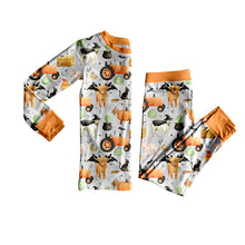 Load image into Gallery viewer, Baby Boys Bats Farm Pumpkins Top Pant Halloween Pajamas Set