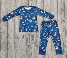 Load image into Gallery viewer, Baby Boys Navy Blue Nativity Top Pant Christmas Pajamas Sets