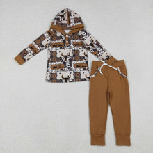 Load image into Gallery viewer, Baby Boys Aztec Bull Skull Button Hoodies Pockets Pant Western Clothes Sets