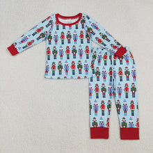 Load image into Gallery viewer, Baby Boys Christmas Soldiers Blue Top Pants Pajamas Sets