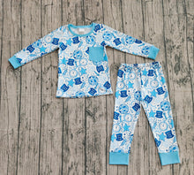 Load image into Gallery viewer, Baby Boys Blue Pocket Happy New Year Top Pant Pajamas Set