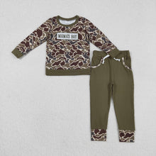 Load image into Gallery viewer, Sibling Baby Boys Embroidery Mama's Boy Camo Top Pockets Pants Clothes Sets